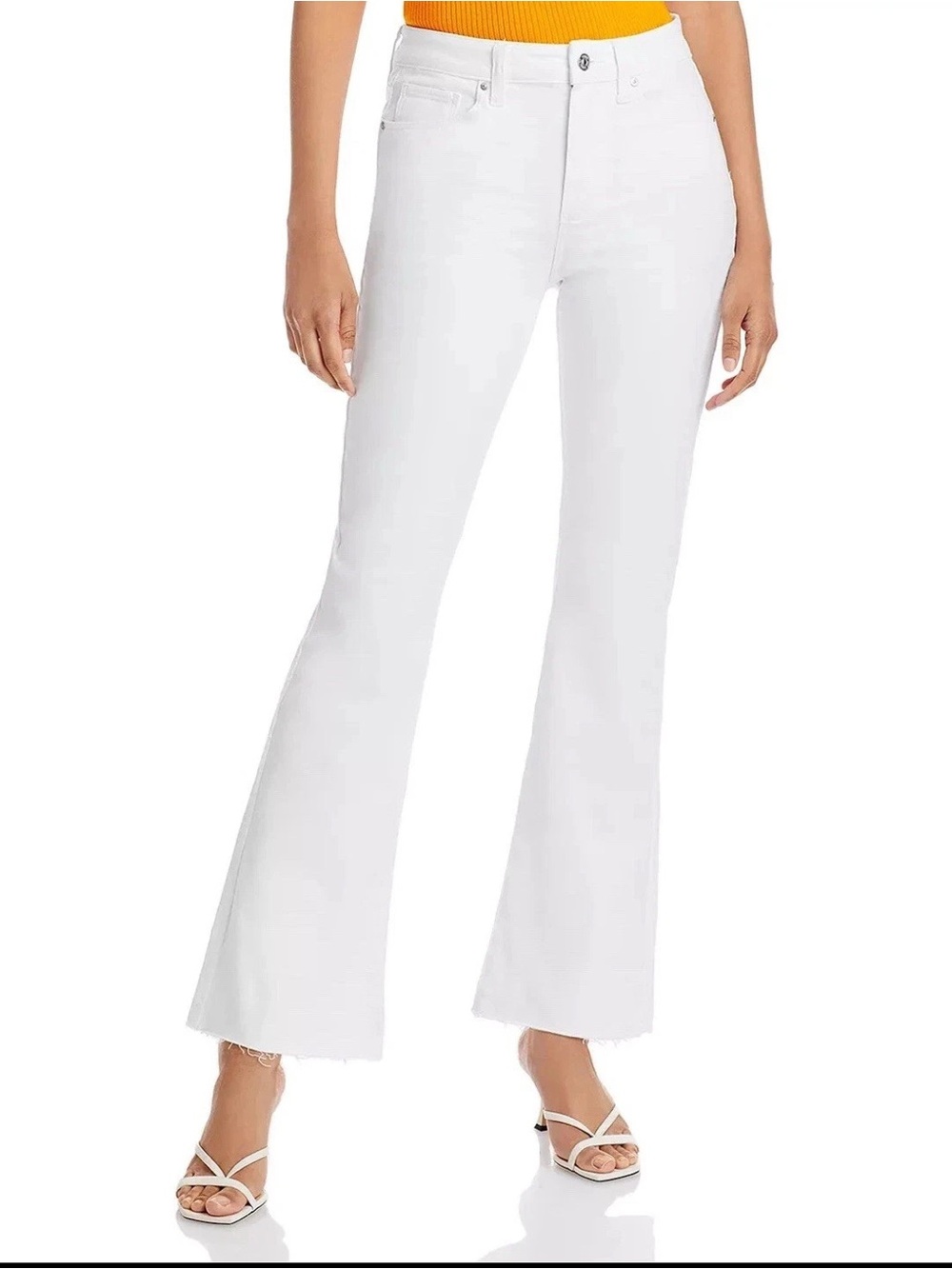 Paige White High-Rise Laurel Canyon Flare Jeans 29